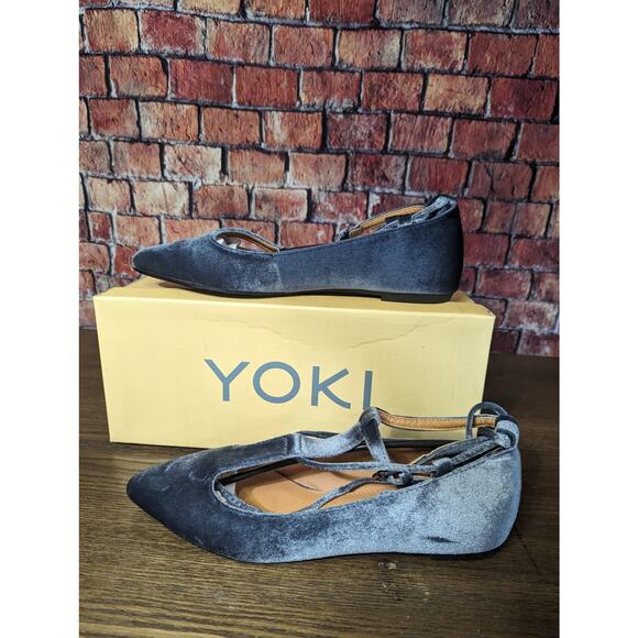 NWT YOKI Flats Velvet Lace Up Gray size 8 - Picture 2 of 5